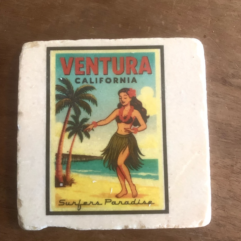 Ventura California Surfer Paradise Coaster-Marble